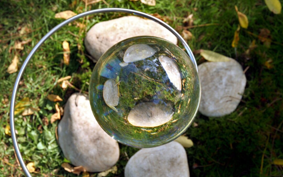 Glass sphere over grass